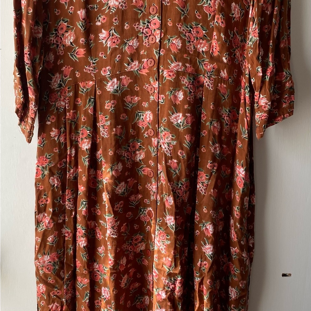 April Cornell Floral Long Sleeve Dress - Brown and Pink